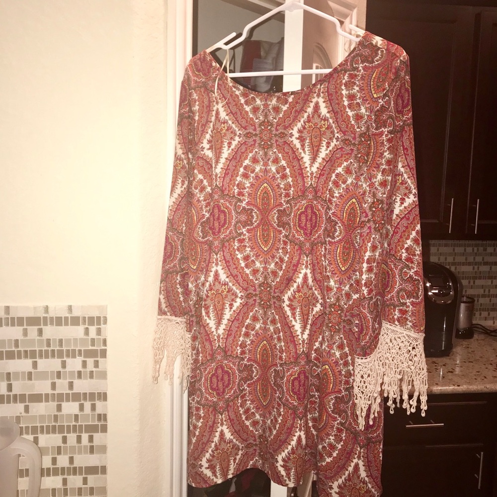 Frilly res and nude dress